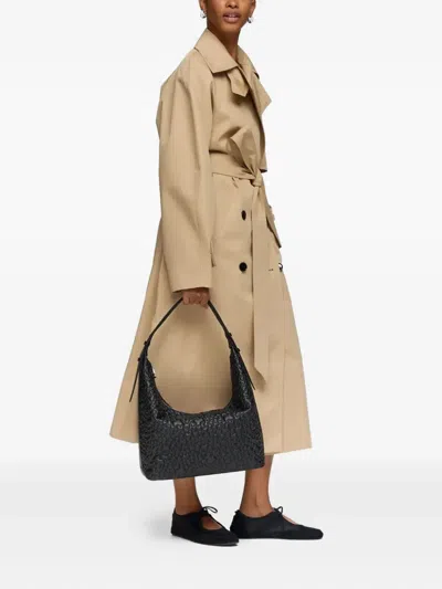 压纹拉链单肩包