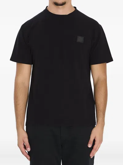 Stone Island Logo Cotton T-shirt In Black