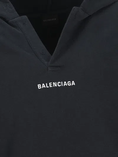 Balenciaga Relaxed-fit Cotton Hooded Sweatshirt With Design In Black