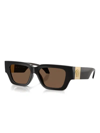 Versace Medusa-detail Rectangle-frame Sunglasses In Black