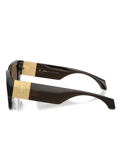 Versace Medusa-detail Rectangle-frame Sunglasses In Black