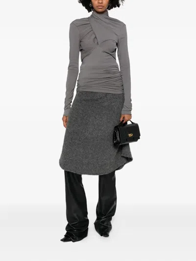 Entire Studios Draped Blouse In Gray