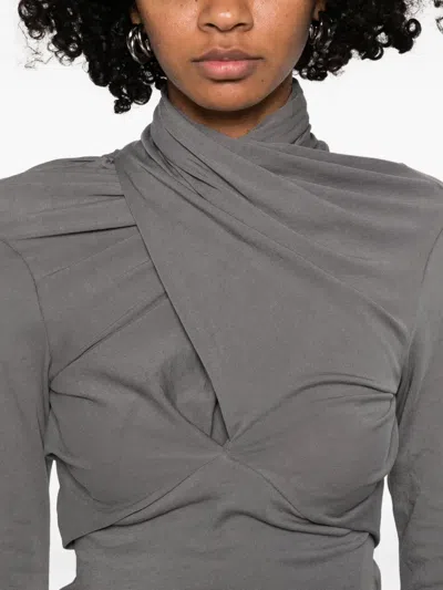 Entire Studios Draped Blouse In Gray