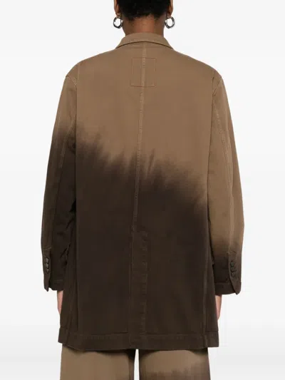 Uma Wang Double Breasted Ombre Effect Jacket In Brown