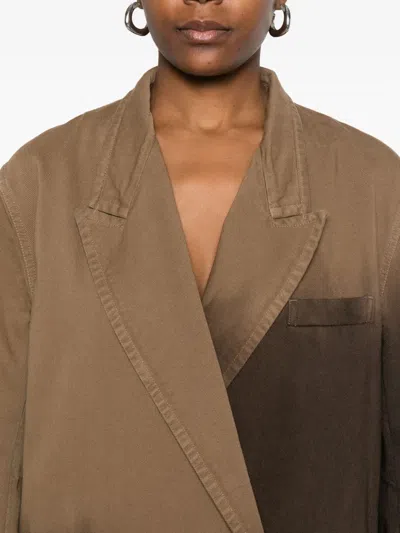 Uma Wang Double Breasted Ombre Effect Jacket In Brown