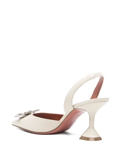 Amina Muaddi Slingback Pumps With Unique Heel Design In Neutral