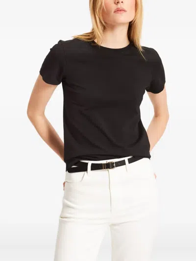 Patrick Assaraf Pima Slim Stretch Tee In Black In Black