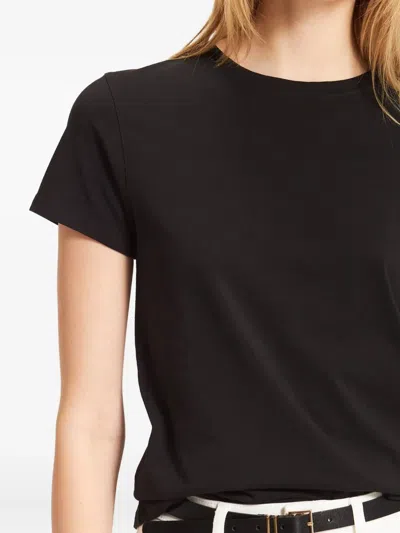Patrick Assaraf Pima Slim Stretch Tee In Black In Black
