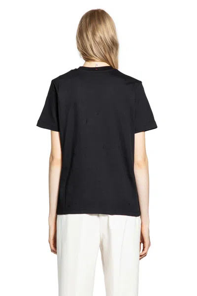 Moncler Crew Neck Top Ribbed Collar Short Sleeves In Black