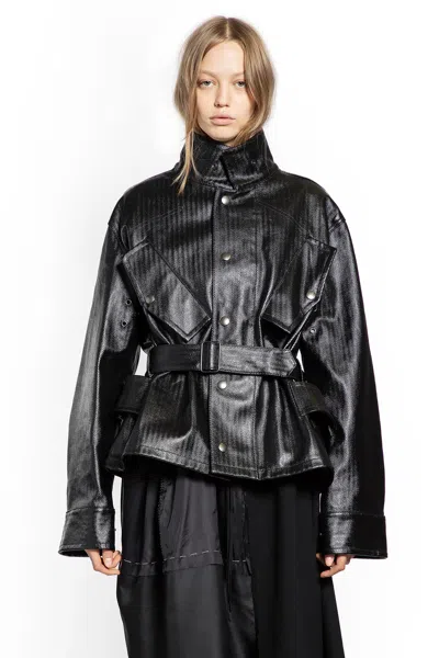 Maison Margiela Womens Black Belted Regular-fit Coated-cotton Jacket