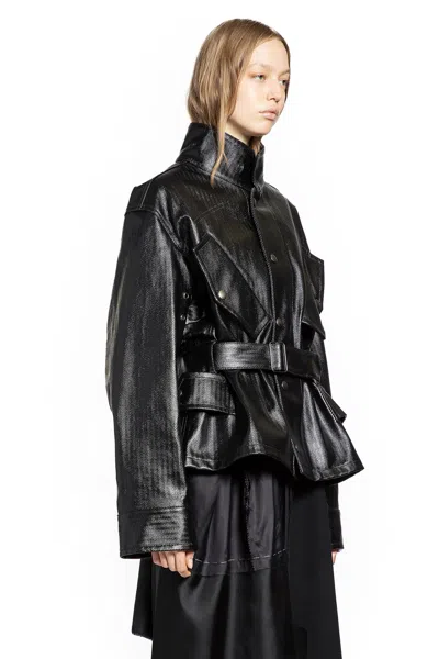 Maison Margiela Womens Black Belted Regular-fit Coated-cotton Jacket