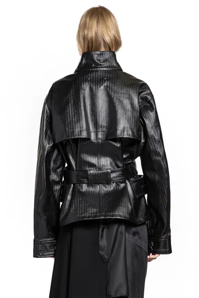 Maison Margiela Womens Black Belted Regular-fit Coated-cotton Jacket