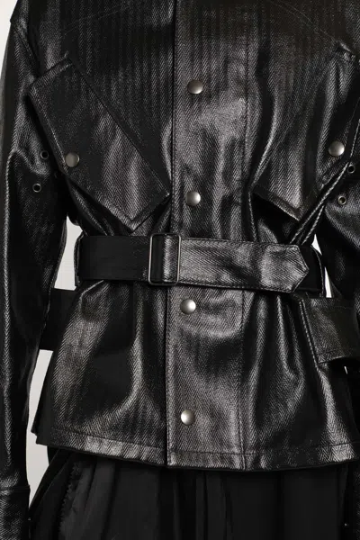 Maison Margiela Womens Black Belted Regular-fit Coated-cotton Jacket
