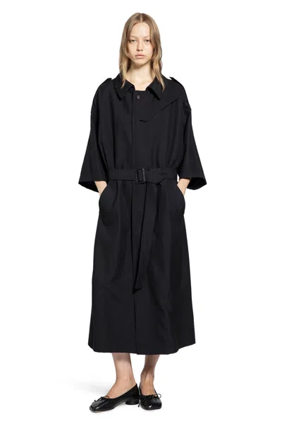 Mm6 Maison Margiela Short-sleeve Belted Coat In Black