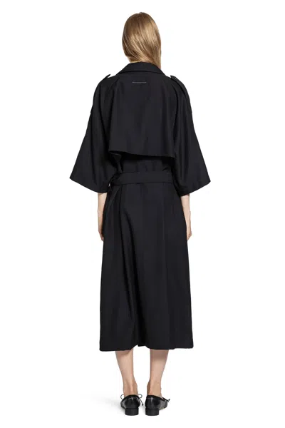 Mm6 Maison Margiela Short-sleeve Belted Coat In Black