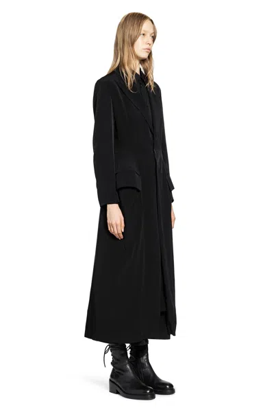 Yohji Yamamoto Lace-up Long Coat In Black