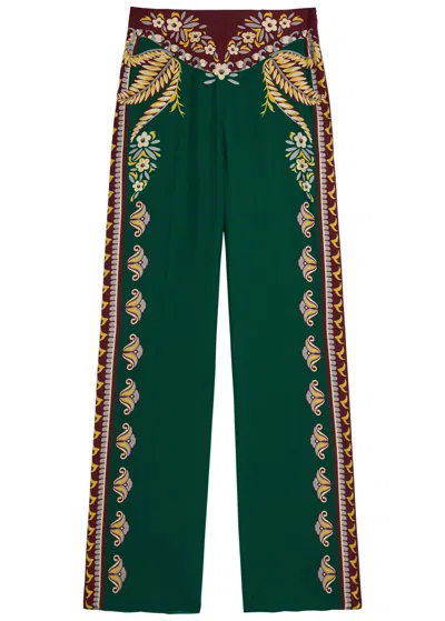 Etro Printed Trousers In Green