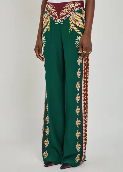 Etro Printed Trousers In Green