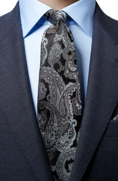 Eton Paisley Silk Classic Tie In Black