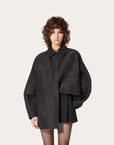 Valentino Embroidered Butterfly Shirt In Black