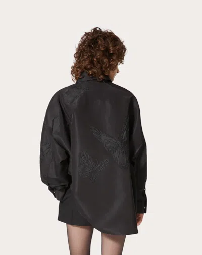 Valentino Embroidered Butterfly Shirt In Black