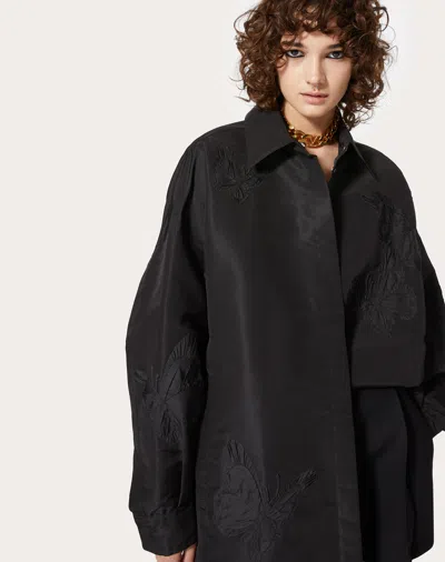 Valentino Embroidered Butterfly Shirt In Black