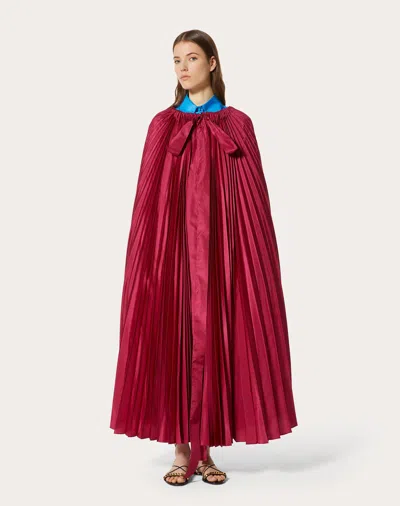 Valentino Long Pleated Cloak In Red