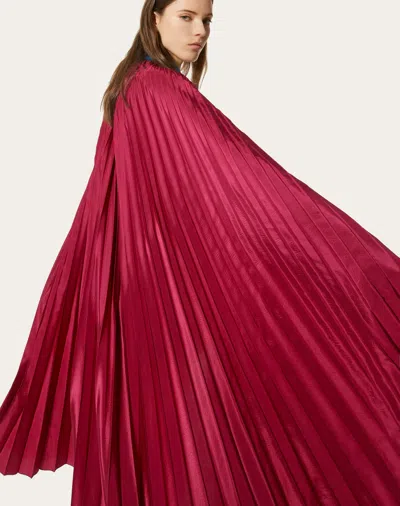 Valentino Long Pleated Cloak In Red