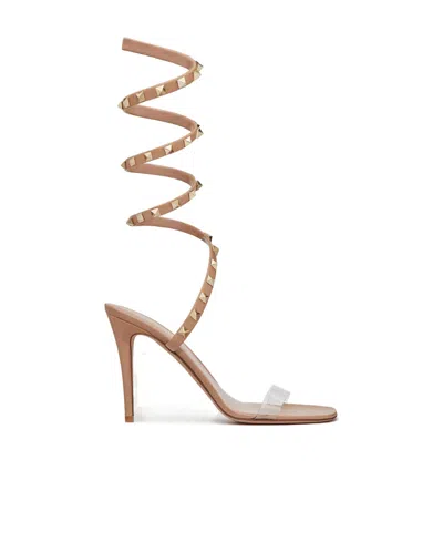 Valentino Rockstud-embellished 100mm Sandals In Brown