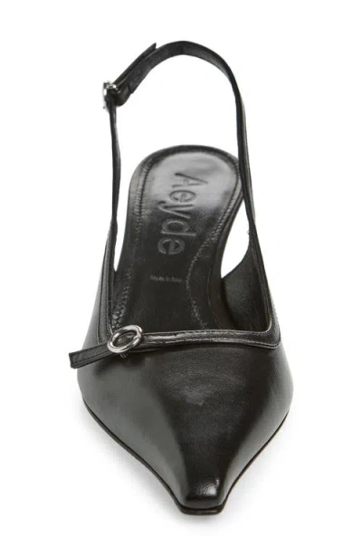 Aeyde Saba Buckled Patent-leather Slingback Pumps In Black