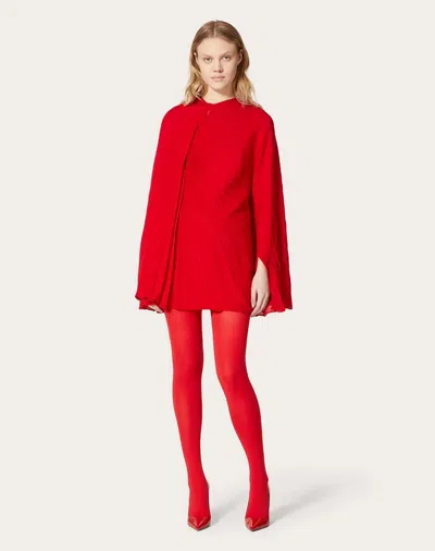Valentino Dressed In Silk Cloak In Red