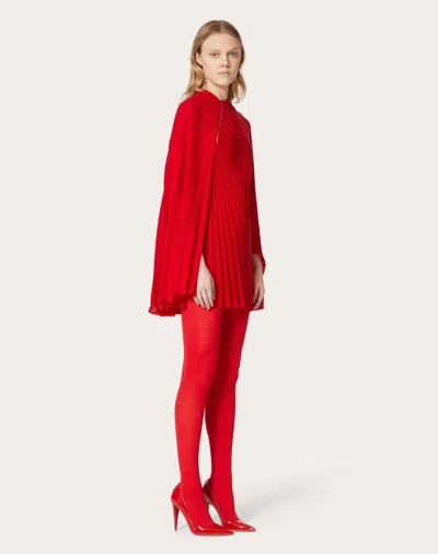 Valentino Dressed In Silk Cloak In Red