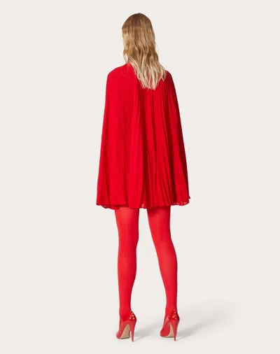 Valentino Dressed In Silk Cloak In Red