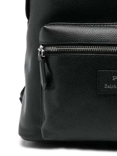 Polo Ralph Lauren Large Dome-shaped Backpack In Smooth Leather In Black