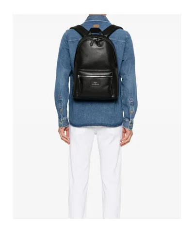 Polo Ralph Lauren Large Dome-shaped Backpack In Smooth Leather In Black