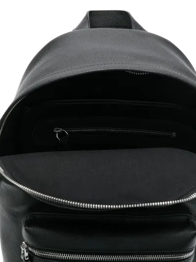 Polo Ralph Lauren Large Dome-shaped Backpack In Smooth Leather In Black
