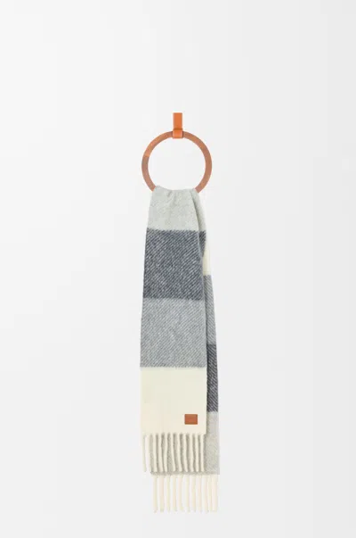Loewe Alpaca-wool-blend Jacquard Stripe Scarf In White