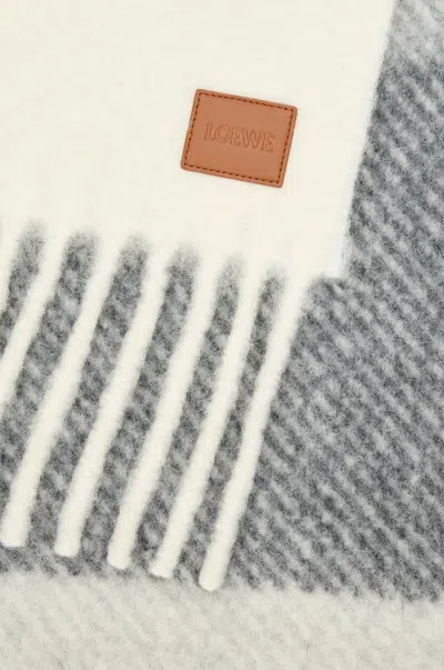 Loewe Alpaca-wool-blend Jacquard Stripe Scarf In White