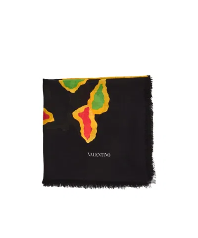Valentino Soft Scarf With Abstract Patterns In Black