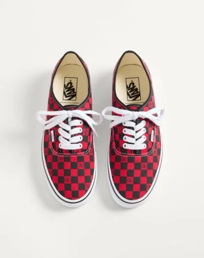 Valentino X Vans Men's Tess St Vlogo Check Canvas Low-top Sneakers In Red