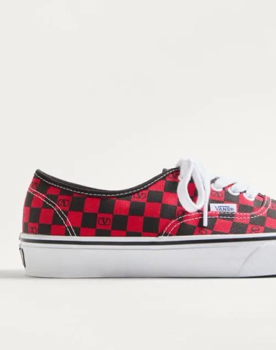 Valentino X Vans Men's Tess St Vlogo Check Canvas Low-top Sneakers In Red