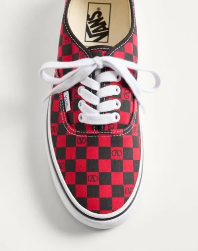 Valentino X Vans Men's Tess St Vlogo Check Canvas Low-top Sneakers In Red