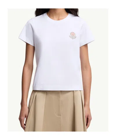Moncler White Cotton Logo T-shirt In White