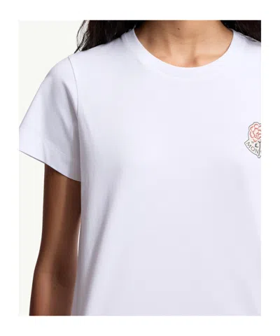Moncler White Cotton Logo T-shirt In White