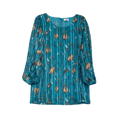 Niza Women's Blue Long Sleeved Blouse In Blue