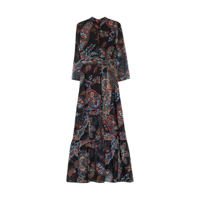 Niza Women's Long Dress With V-neck In Black