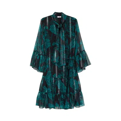 Niza Women's Green Short French Sleeve Dress In Green