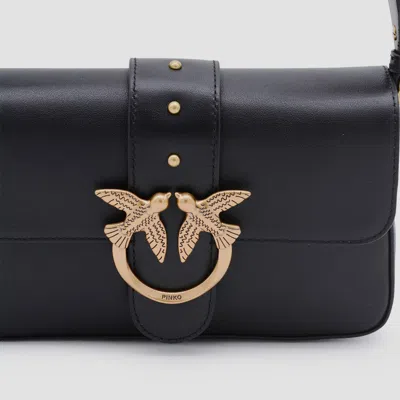 Pinko Mini Love Bag Slouchy Shoulder Bag In Leather With Two Straps In Black