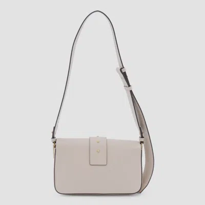 Pinko Beige Leather Mini Love Shoulder Bag In White