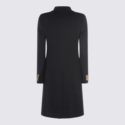 Tagliatore Long Sleeve Coat With Notched Lapel And Back Vent In Blue